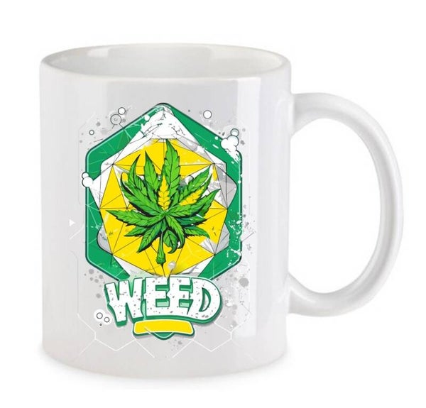 Tasse Weed Cannabis Psychodelic Weiß mit Druck (Siehe Foto) TFBW384