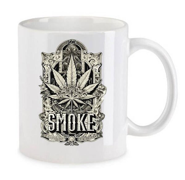 Tasse Weed Cannabis Psychodelic Weiß mit Druck (Siehe Foto) TFBW385