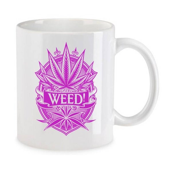 Tasse Weed Cannabis Psychodelic Weiß mit Druck (Siehe Foto) TFBW389