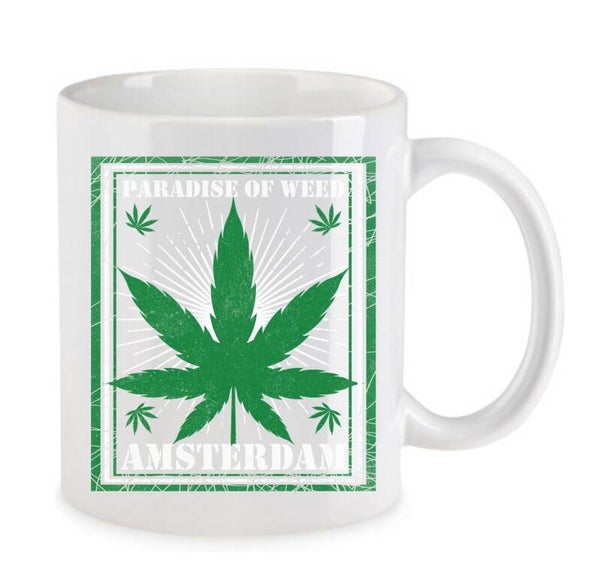 Tasse Weed Cannabis Psychodelic Weiß mit Druck (Siehe Foto) TFBW39