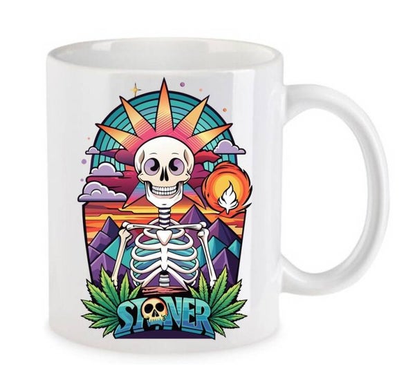 Tasse Weed Cannabis Psychodelic Weiß mit Druck (Siehe Foto) TFBW390
