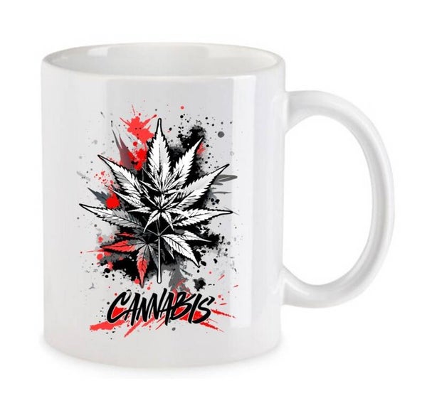 Tasse Weed Cannabis Psychodelic Weiß mit Druck (Siehe Foto) TFBW393