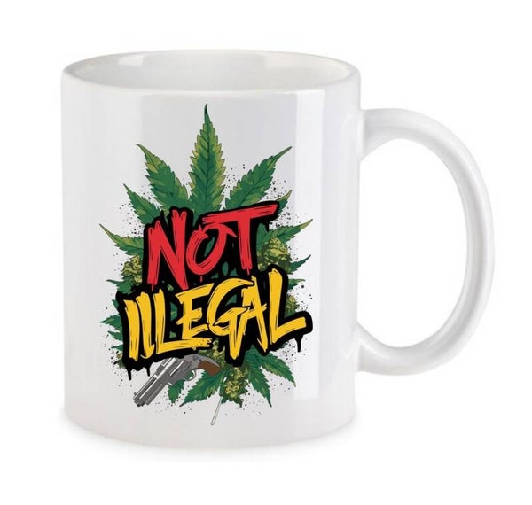 Tasse Weed Cannabis Psychodelic Weiß mit Druck (Siehe Foto) TFBW398