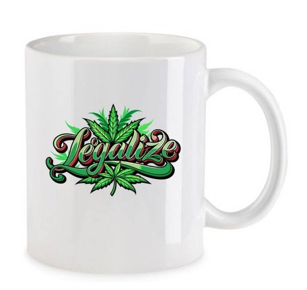 Tasse Weed Cannabis Psychodelic Weiß mit Druck (Siehe Foto) TFBW399