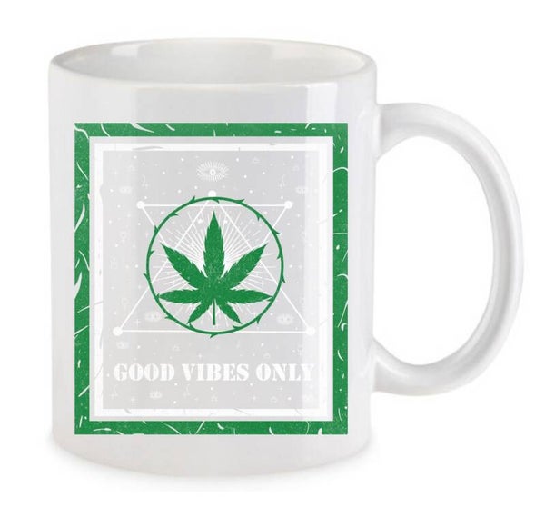 Tasse Weed Cannabis Psychodelic Weiß mit Druck (Siehe Foto) TFBW40