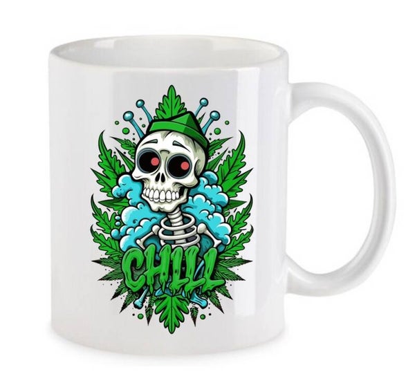 Tasse Weed Cannabis Psychodelic Weiß mit Druck (Siehe Foto) TFBW400