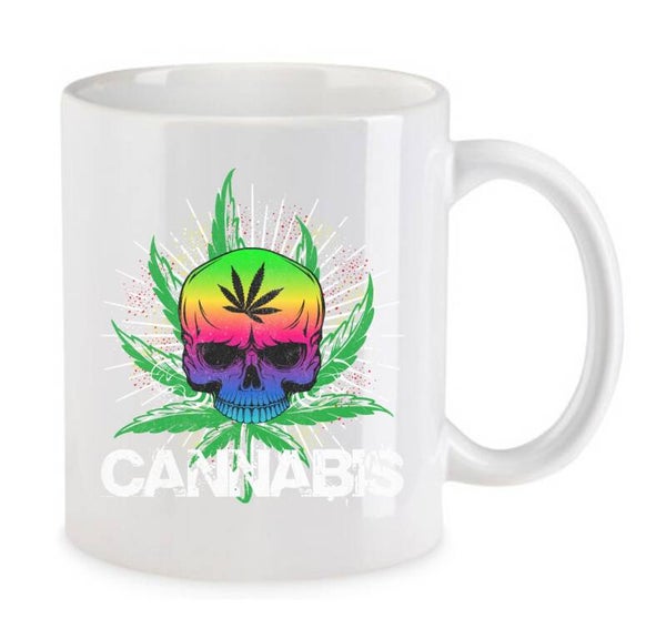 Tasse Weed Cannabis Psychodelic Weiß mit Druck (Siehe Foto) TFBW41
