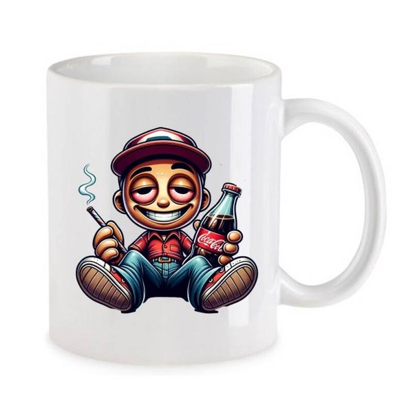 Tasse Weed Cannabis Psychodelic Weiß mit Druck (Siehe Foto) TFBW423