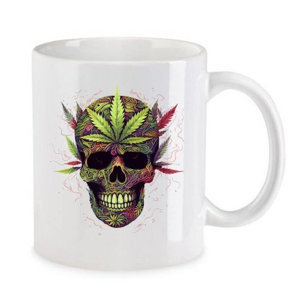 Tasse Weed Cannabis Psychodelic Weiß mit Druck (Siehe Foto) TFBW426