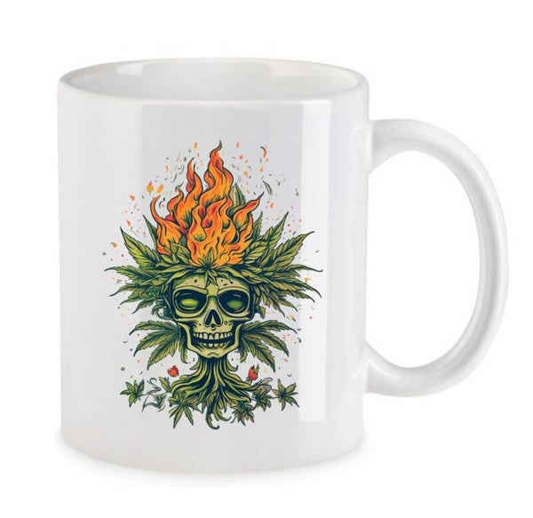 Tasse Weed Cannabis Psychodelic Weiß mit Druck (Siehe Foto) TFBW428