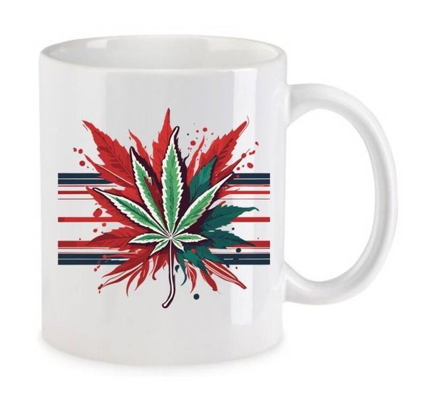 Tasse Weed Cannabis Psychodelic Weiß mit Druck (Siehe Foto) TFBW430
