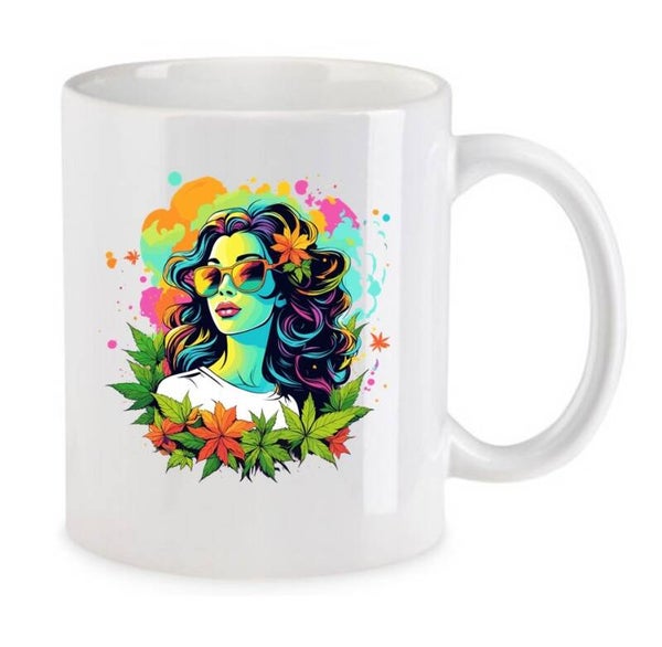 Tasse Weed Cannabis Psychodelic Weiß mit Druck (Siehe Foto) TFBW432