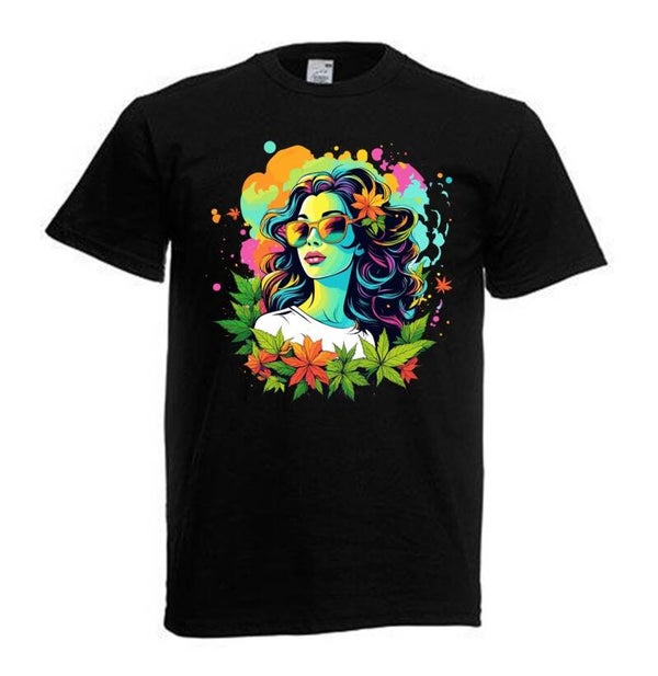 Tshirt Unisex mit Coolen Druck Weed Ganja Hanf Cannabis Psychedelic (Größe & Farbe auswählen) TSFBW432