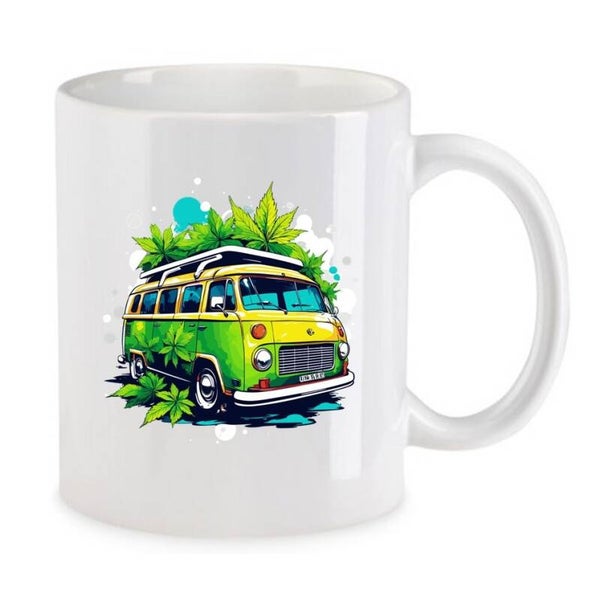 Tasse Weed Cannabis Psychodelic Weiß mit Druck (Siehe Foto) TFBW433