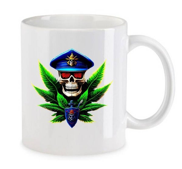 Tasse Weed Cannabis Psychodelic Weiß mit Druck (Siehe Foto) TFBW434