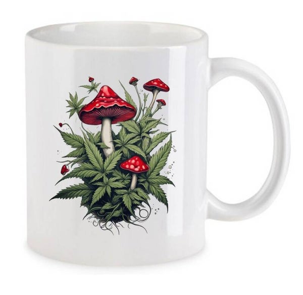 Tasse Weed Cannabis Psychodelic Weiß mit Druck (Siehe Foto) TFBW435