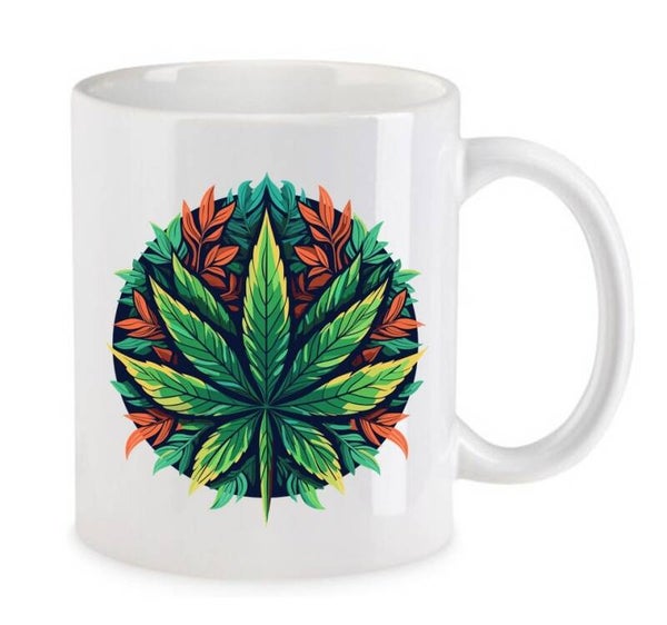 Tasse Weed Cannabis Psychodelic Weiß mit Druck (Siehe Foto) TFBW436