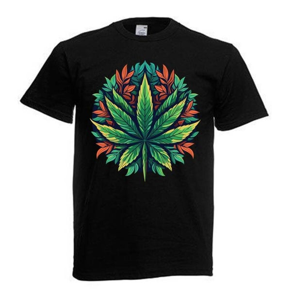 Tshirt Unisex mit Coolen Druck Weed Ganja Hanf Cannabis Psychedelic (Größe & Farbe auswählen) TSFBW436