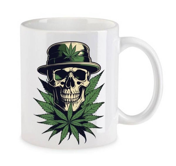 Tasse Weed Cannabis Psychodelic Weiß mit Druck (Siehe Foto) TFBW441
