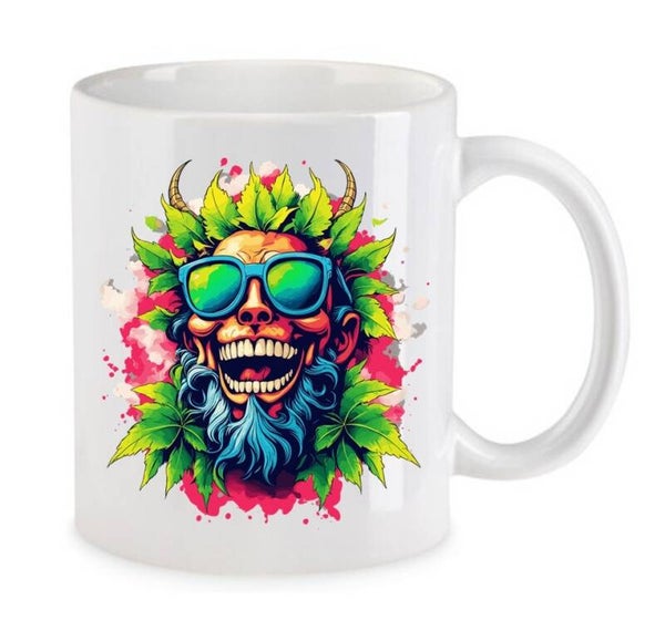 Tasse Weed Cannabis Psychodelic Weiß mit Druck (Siehe Foto) TFBW442