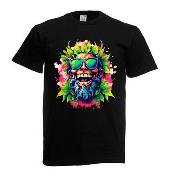 Tshirt Unisex mit Coolen Druck Weed Ganja Hanf Cannabis Psychedelic (Größe & Farbe auswählen) TSFBW442