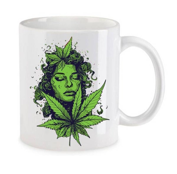 Tasse Weed Cannabis Psychodelic Weiß mit Druck (Siehe Foto) TFBW443