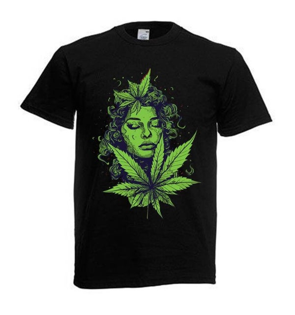 Tshirt Unisex mit Coolen Druck Weed Ganja Hanf Cannabis Psychedelic (Größe & Farbe auswählen) TSFBW443