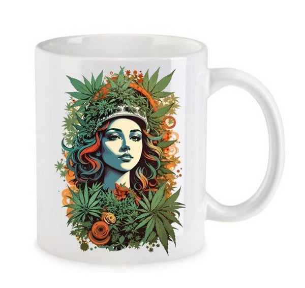 Tasse Weed Cannabis Psychodelic Weiß mit Druck (Siehe Foto) TFBW447