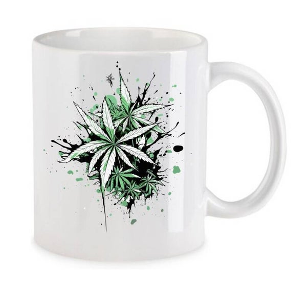 Tasse Weed Cannabis Psychodelic Weiß mit Druck (Siehe Foto) TFBW449