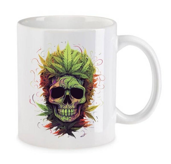 Tasse Weed Cannabis Psychodelic Weiß mit Druck (Siehe Foto) TFBW451