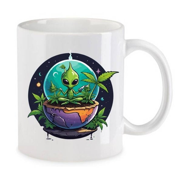 Tasse Weed Cannabis Psychodelic Weiß mit Druck (Siehe Foto) TFBW452