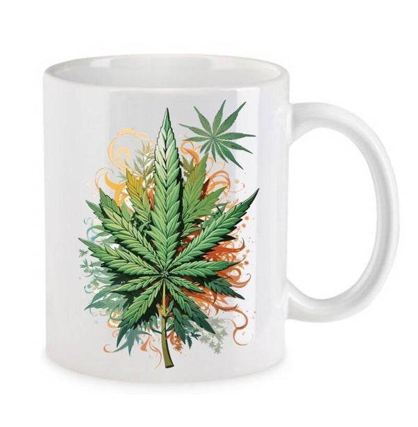 Tasse Weed Cannabis Psychodelic Weiß mit Druck (Siehe Foto) TFBW453