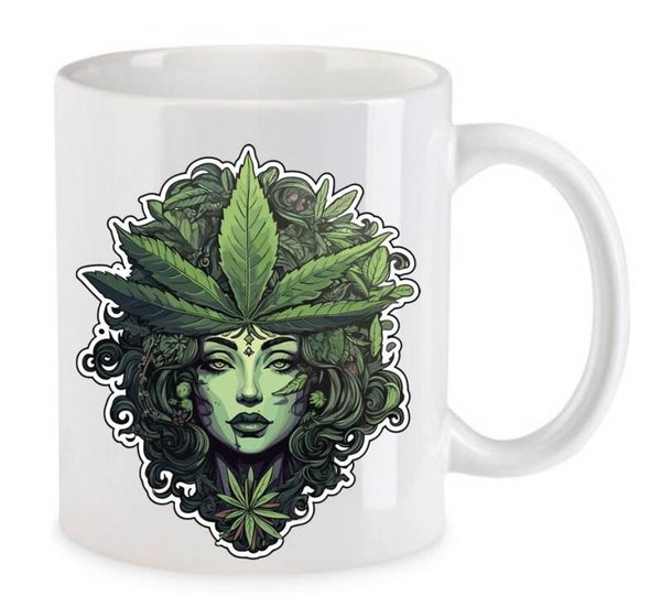 Tasse Weed Cannabis Psychodelic Weiß mit Druck (Siehe Foto) TFBW454