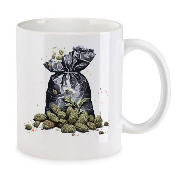 Tasse Weed Cannabis Psychodelic Weiß mit Druck (Siehe Foto) TFBW457