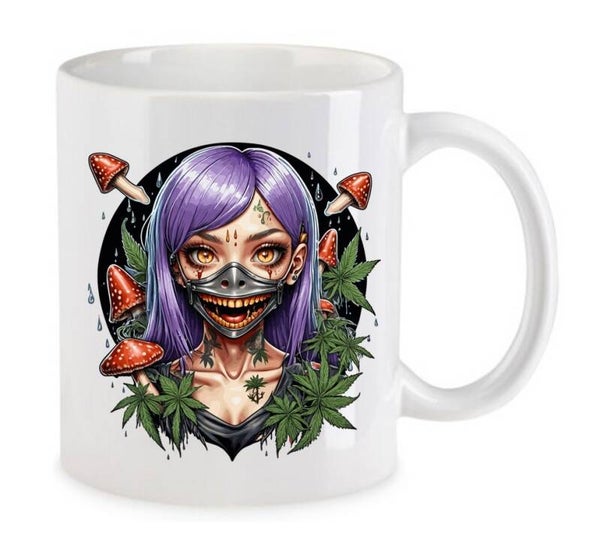 Tasse Weed Cannabis Psychodelic Weiß mit Druck (Siehe Foto) TFBW459