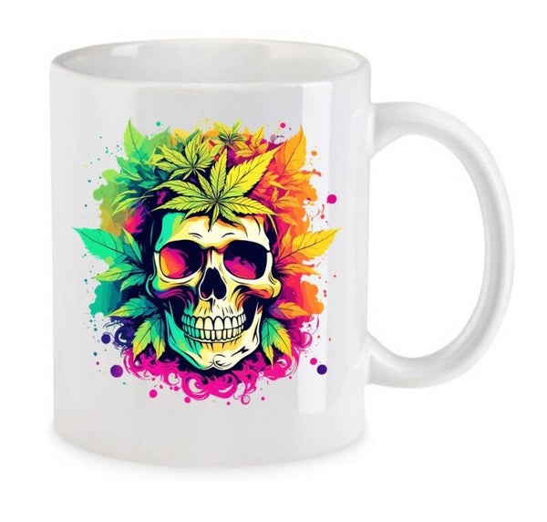 Tasse Weed Cannabis Psychodelic Weiß mit Druck (Siehe Foto) TFBW460