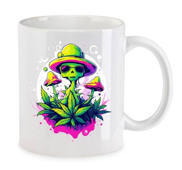 Tasse Weed Cannabis Psychodelic Weiß mit Druck (Siehe Foto) TFBW461