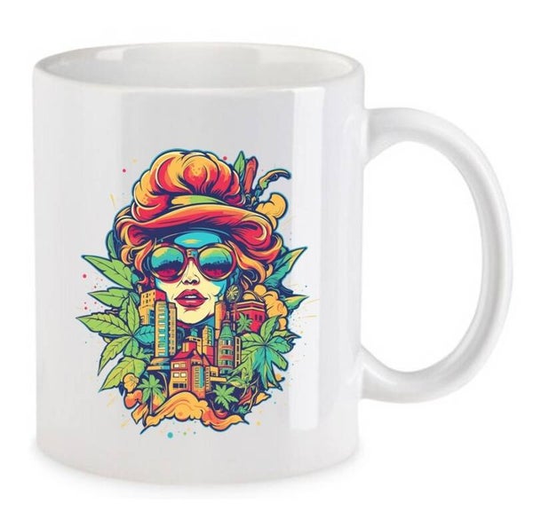 Tasse Weed Cannabis Psychodelic Weiß mit Druck (Siehe Foto) TFBW462