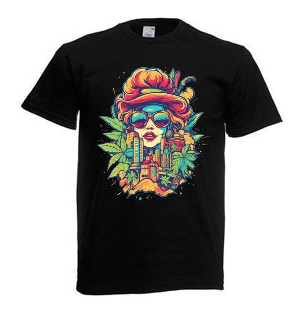 Tshirt Unisex mit Coolen Druck Weed Ganja Hanf Cannabis Psychedelic (Größe & Farbe auswählen) TSFBW462