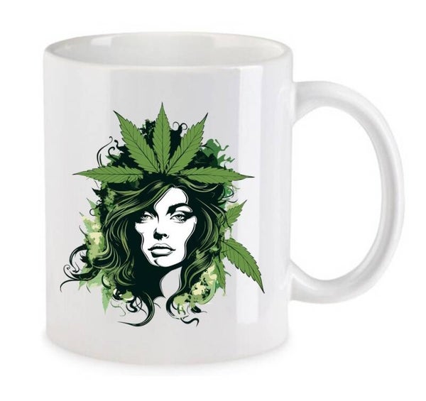 Tasse Weed Cannabis Psychodelic Weiß mit Druck (Siehe Foto) TFBW464