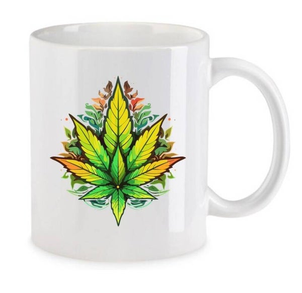 Tasse Weed Cannabis Psychodelic Weiß mit Druck (Siehe Foto) TFBW465