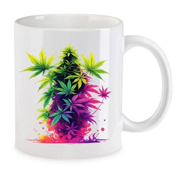 Tasse Weed Cannabis Psychodelic Weiß mit Druck (Siehe Foto) TFBW466