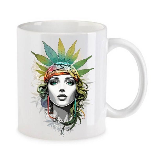 Tasse Weed Cannabis Psychodelic Weiß mit Druck (Siehe Foto) TFBW471