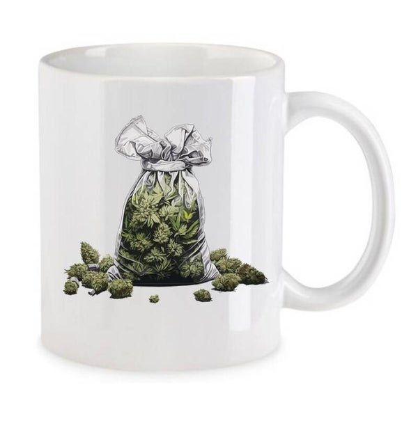 Tasse Weed Cannabis Psychodelic Weiß mit Druck (Siehe Foto) TFBW472