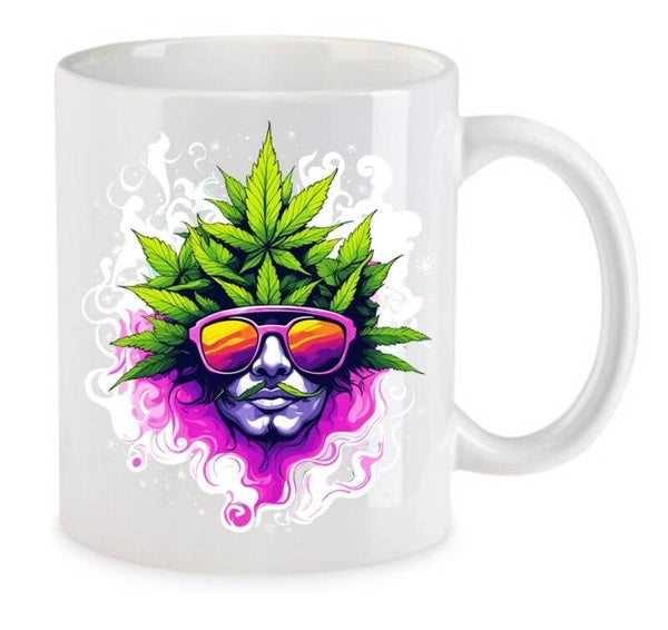 Tasse Weed Cannabis Psychodelic Weiß mit Druck (Siehe Foto) TFBW473