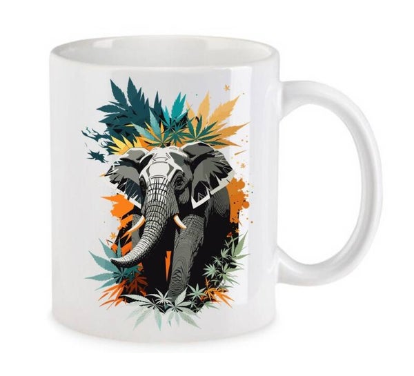 Tasse Weed Cannabis Psychodelic Weiß mit Druck (Siehe Foto) TFBW476