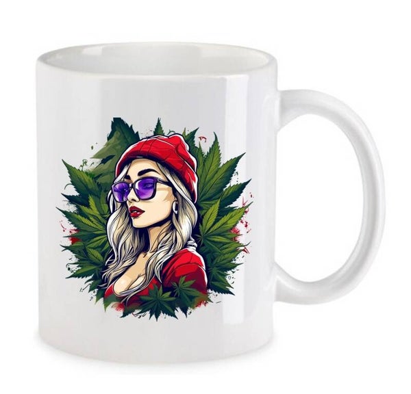 Tasse Weed Cannabis Psychodelic Weiß mit Druck (Siehe Foto) TFBW478