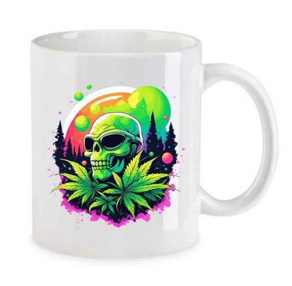 Tasse Weed Cannabis Psychodelic Weiß mit Druck (Siehe Foto) TFBW479