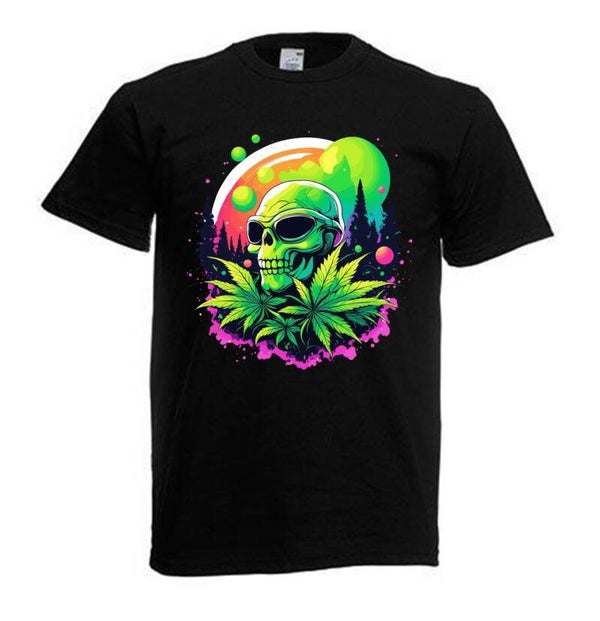Tshirt Unisex mit Coolen Druck Weed Ganja Hanf Cannabis Psychedelic (Größe & Farbe auswählen) TSFBW479