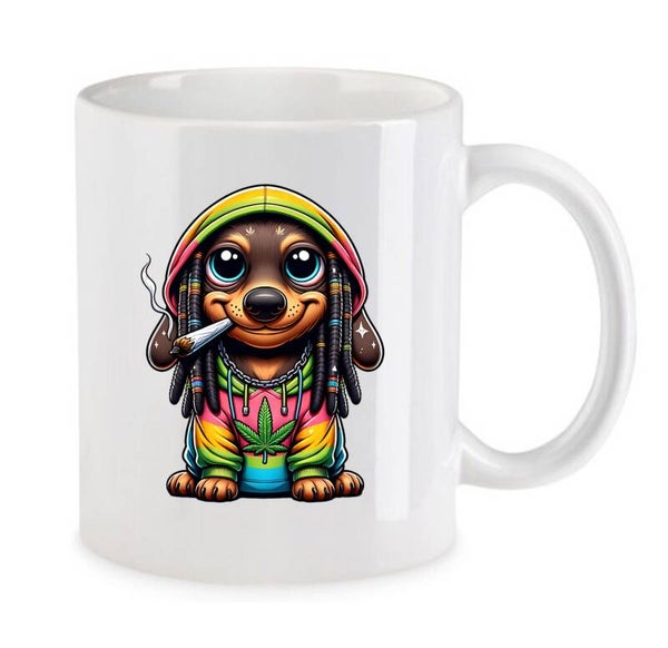 Tasse Weed Cannabis Psychodelic Weiß mit Druck (Siehe Foto) TFBW48